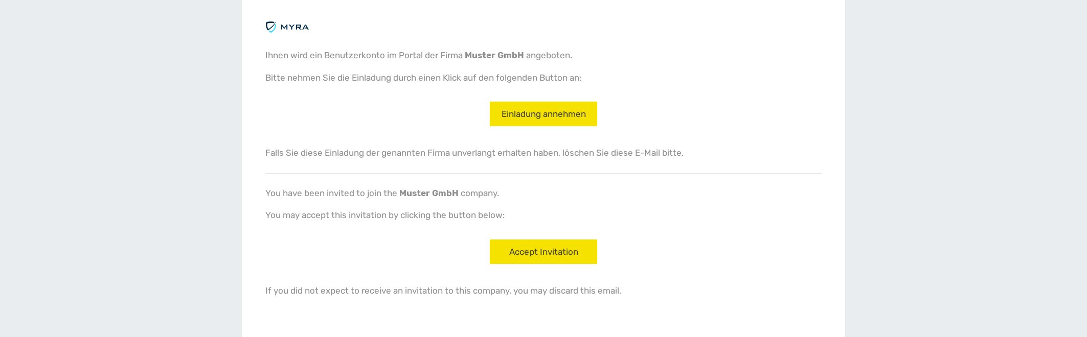 Invitation email