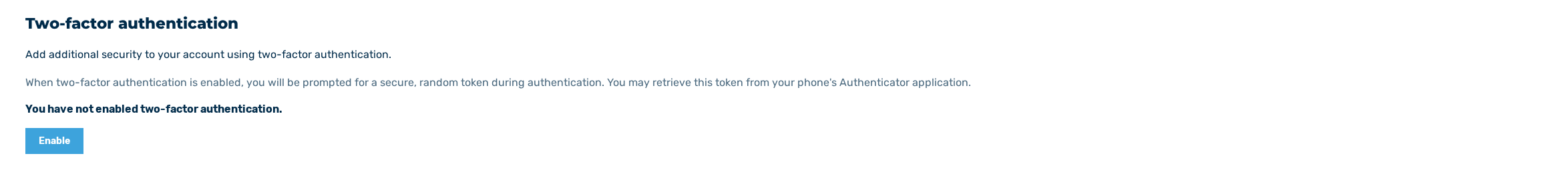 Two-factor authentication (2FA) area