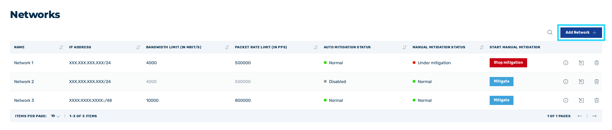 Button to add a network