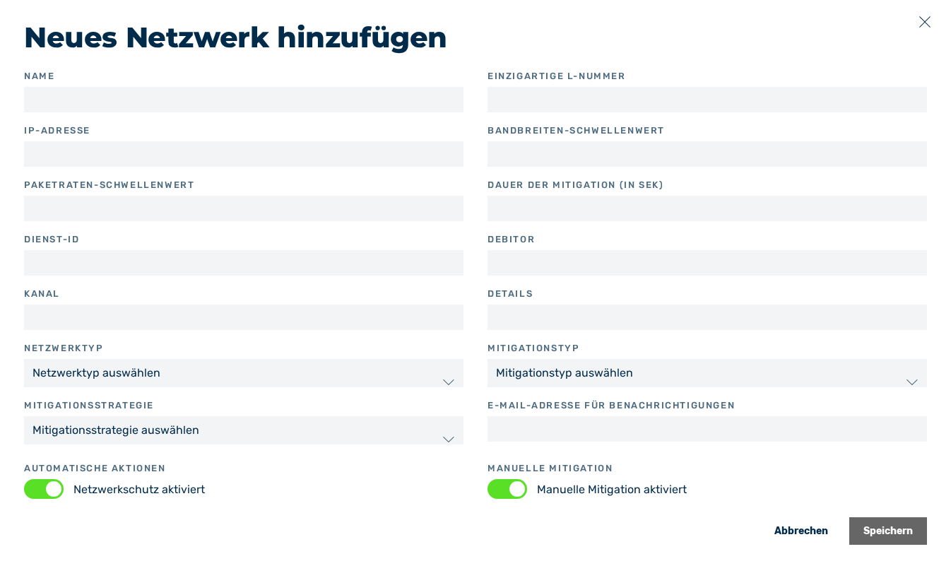 Dialog Netzwerk hinzufügen